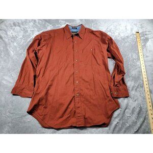 Vintage Ralph Lauren Chaps Field Factory‎ Maroon Long Sleeve Button Shirt Large